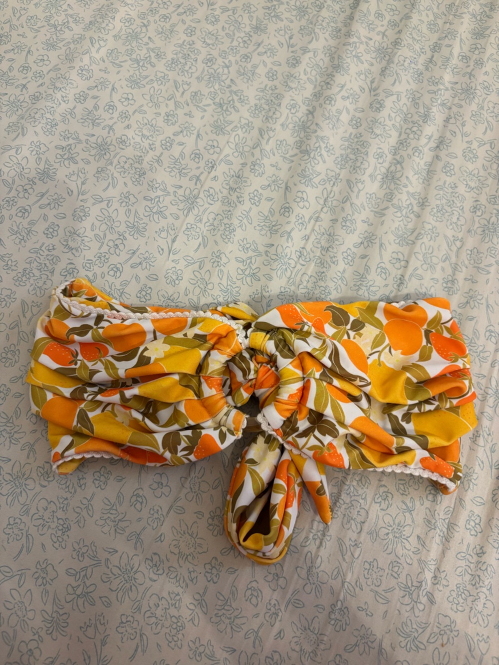 Kulani Kinis Orange Fruit Print Bandeau top Strapless bikini swim medium